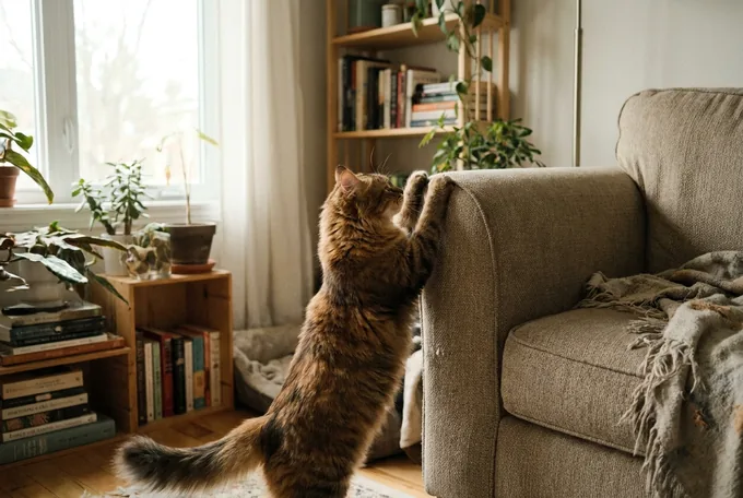 Katze kratzt Couch