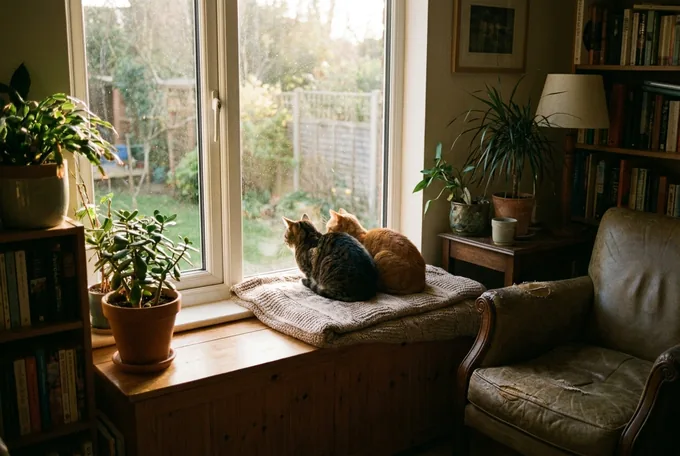 Zwei Katzen am Fenster